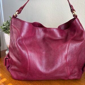 Brahmin Burgundy Pebbled Leather Shoulder Bag